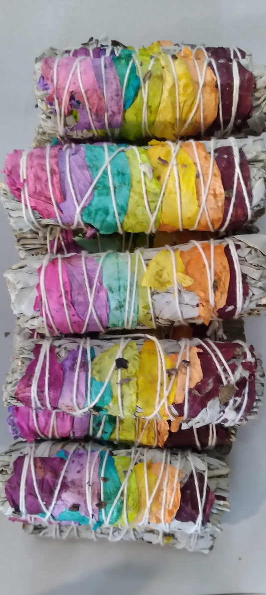 7 Chakra Rose White Sage Smudge Sticks